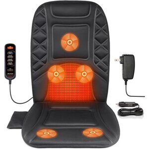 Heated Back Massager Seat Cushion Vibrating Chair Pad Pain Relief Home Office